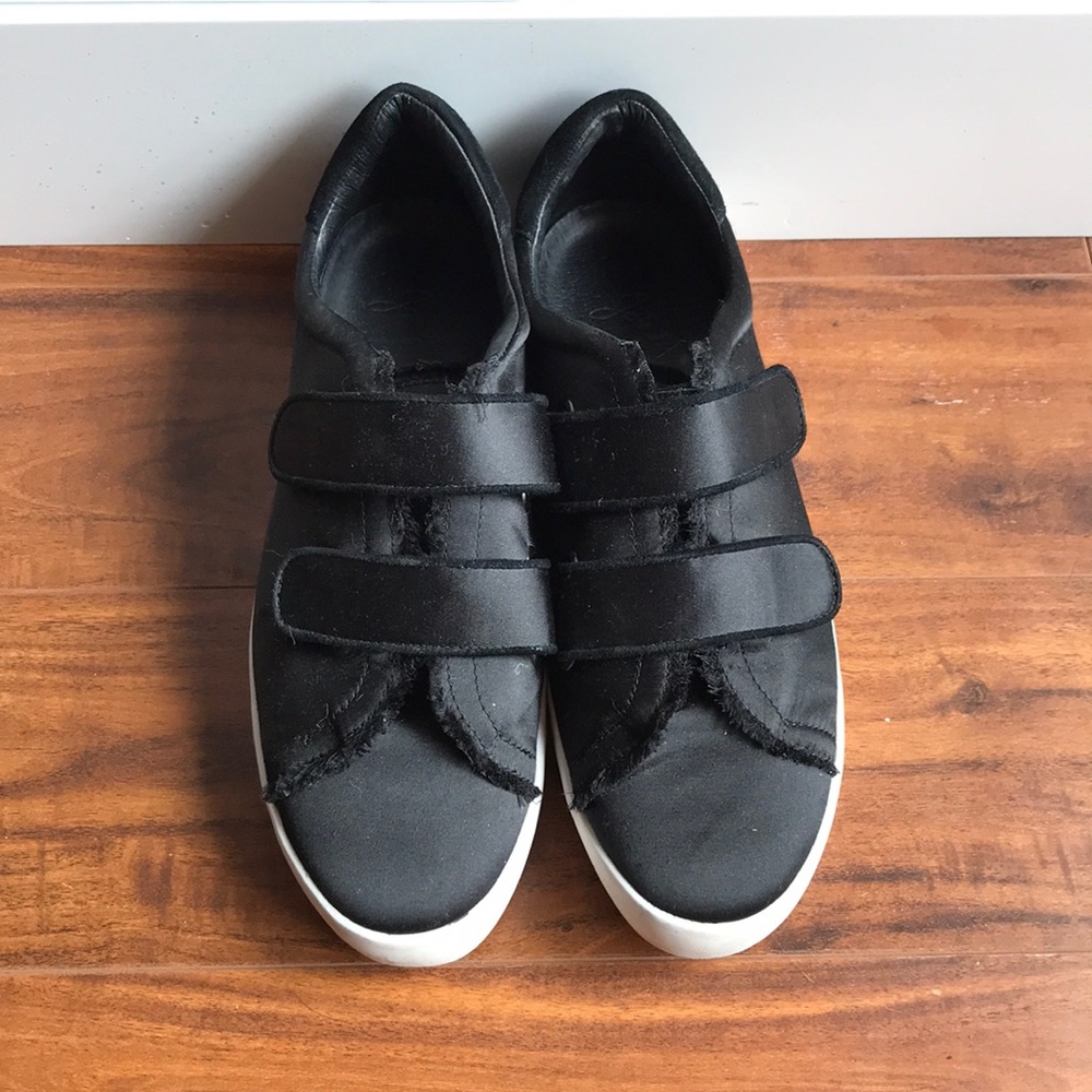 Joie Satin Black Velcro Sneakers